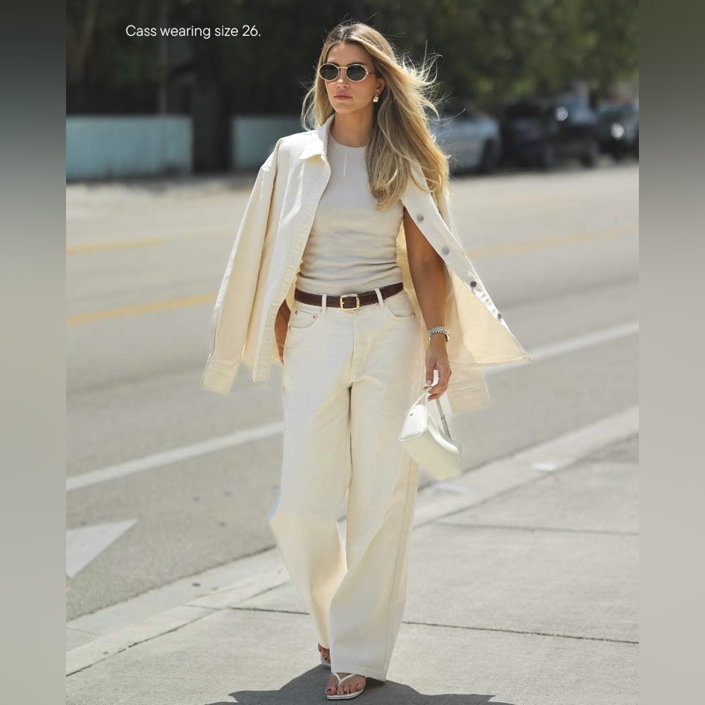 Women's Cream Wide Leg Jeans